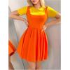 imageMakeMeChic Womens Korean Game Cosplay Costume Two Tone Crew Neck Mini Dress Short Sleeve Ruffle A Line DressesYellow and Orange