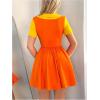 imageMakeMeChic Womens Korean Game Cosplay Costume Two Tone Crew Neck Mini Dress Short Sleeve Ruffle A Line DressesYellow and Orange