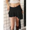 imageMakeMeChic Womens Lace Skirt with Shorts Low Rise Ruffle Flowy Mini Skirt Micro SkortBlack