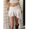 imageMakeMeChic Womens Lace Skirt with Shorts Low Rise Ruffle Flowy Mini Skirt Micro SkortWhite
