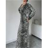 imageMakeMeChic Womens Leopard Print Dress V Neck Dolman Sleeve Ruched Bodycon Cocktail Maxi DressesMulticolor