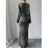 imageMakeMeChic Womens Leopard Print Dress V Neck Dolman Sleeve Ruched Bodycon Cocktail Maxi DressesMulticolor