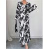 imageMakeMeChic Womens Leopard Print Dress V Neck Dolman Sleeve Ruched Bodycon Cocktail Maxi DressesMulticolor Aa