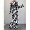 imageMakeMeChic Womens Leopard Print Dress V Neck Dolman Sleeve Ruched Bodycon Cocktail Maxi DressesMulticolor Aa