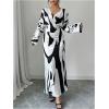 imageMakeMeChic Womens Leopard Print Dress V Neck Dolman Sleeve Ruched Bodycon Cocktail Maxi DressesMulticolor B
