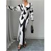imageMakeMeChic Womens Leopard Print Dress V Neck Dolman Sleeve Ruched Bodycon Cocktail Maxi DressesMulticolor B