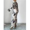 imageMakeMeChic Womens Leopard Print Dress V Neck Dolman Sleeve Ruched Bodycon Cocktail Maxi DressesMulticolor Bb