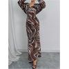 imageMakeMeChic Womens Leopard Print Dress V Neck Dolman Sleeve Ruched Bodycon Cocktail Maxi DressesMulticolor a