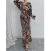 imageMakeMeChic Womens Leopard Print Dress V Neck Dolman Sleeve Ruched Bodycon Cocktail Maxi DressesMulticolor a