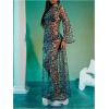 imageMakeMeChic Womens Mesh Sheer Leopard Print Bell Sleeve Dress Backless A Line Club Maxi DressesBlack