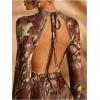 imageMakeMeChic Womens Mesh Sheer Leopard Print Bell Sleeve Dress Backless A Line Club Maxi DressesMulticolor B