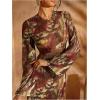 imageMakeMeChic Womens Mesh Sheer Leopard Print Bell Sleeve Dress Backless A Line Club Maxi DressesMulticolor B