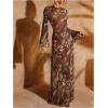 imageMakeMeChic Womens Mesh Sheer Leopard Print Bell Sleeve Dress Backless A Line Club Maxi DressesMulticolor B
