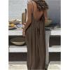 imageMakeMeChic Womens Open Back Cami Dress Spaghetti Strap Sleeveless Maxi DressesCoffee Brown