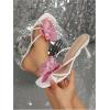 imageMakeMeChic Womens Open Toe Floral Kitten Heels Flower Summer Beach SandalsHot Pink