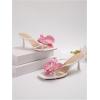 imageMakeMeChic Womens Open Toe Floral Kitten Heels Flower Summer Beach SandalsHot Pink