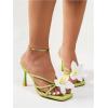 imageMakeMeChic Womens Open Toe Floral Kitten Heels Flower Summer Beach SandalsLight Green