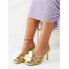 imageMakeMeChic Womens Open Toe Floral Kitten Heels Flower Summer Beach SandalsLight Green