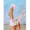 imageMakeMeChic Womens Open Toe Floral Kitten Heels Flower Summer Beach SandalsLight Pink White