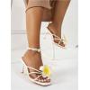 imageMakeMeChic Womens Open Toe Floral Kitten Heels Flower Summer Beach SandalsLight Yellow