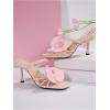 imageMakeMeChic Womens Open Toe Floral Kitten Heels Flower Summer Beach SandalsPink
