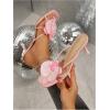 imageMakeMeChic Womens Open Toe Floral Kitten Heels Flower Summer Beach SandalsPink Solid