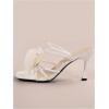 imageMakeMeChic Womens Open Toe Floral Kitten Heels Flower Summer Beach SandalsSolid White