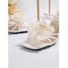 imageMakeMeChic Womens Open Toe Floral Kitten Heels Flower Summer Beach SandalsSolid White