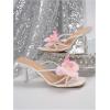 imageMakeMeChic Womens Open Toe Floral Kitten Heels Flower Summer Beach SandalsWhite