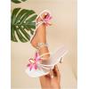 imageMakeMeChic Womens Open Toe Floral Kitten Heels Flower Summer Beach SandalsWhite Pink