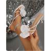 imageMakeMeChic Womens Open Toe Floral Kitten Heels Flower Summer Beach SandalsWhite Solid