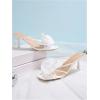 imageMakeMeChic Womens Open Toe Floral Kitten Heels Flower Summer Beach SandalsWhite Solid