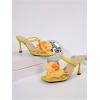 imageMakeMeChic Womens Open Toe Floral Kitten Heels Flower Summer Beach SandalsYellow Solid
