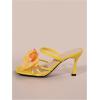 imageMakeMeChic Womens Open Toe Floral Kitten Heels Flower Summer Beach SandalsYellow Solid