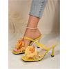 imageMakeMeChic Womens Open Toe Floral Kitten Heels Flower Summer Beach SandalsYellow Solid