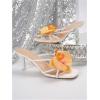 imageMakeMeChic Womens Open Toe Floral Kitten Heels Flower Summer Beach SandalsYellow White