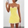 imageMakeMeChic Womens Plaid Gingham Lace Cami Dress Sleeveless Going Out Mini Dresses SundressYellow