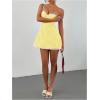 imageMakeMeChic Womens Plaid Gingham Lace Cami Dress Sleeveless Going Out Mini Dresses SundressYellow