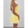 imageMakeMeChic Womens Plaid Gingham Lace Cami Dress Sleeveless Going Out Mini Dresses SundressYellow
