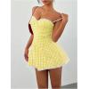 imageMakeMeChic Womens Plaid Gingham Lace Cami Dress Sleeveless Going Out Mini Dresses SundressYellow