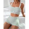 imageMakeMeChic Womens Plaid Gingham Tankini Bathing Suit Eyelet Embroidery Ruffle Swimsuit Top with BoyshortsMulticolor