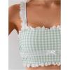 imageMakeMeChic Womens Plaid Gingham Tankini Bathing Suit Eyelet Embroidery Ruffle Swimsuit Top with BoyshortsMulticolor