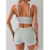 imageMakeMeChic Womens Plaid Gingham Tankini Bathing Suit Eyelet Embroidery Ruffle Swimsuit Top with BoyshortsMulticolor
