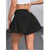 imageMakeMeChic Womens Pleated Denim Shorts Zip Fly Button Wide Leg Flared Jean SkortBlack