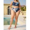imageMakeMeChic Womens Plus Size 2 Piece Bikini Sets Textured Tie Dye High Waist Summer Swimsuit Bathing SuitGrey