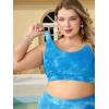 imageMakeMeChic Womens Plus Size 2 Piece Bikini Sets Textured Tie Dye High Waist Summer Swimsuit Bathing SuitMint Blue