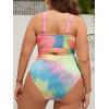 imageMakeMeChic Womens Plus Size 2 Piece Bikini Sets Textured Tie Dye High Waist Summer Swimsuit Bathing SuitMulticolor