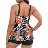 imageMakeMeChic Womens Plus Size 2 Piece Swimsuit Tankini Bathing Suits Floral Swim Tank Top with BoyshortsBlack B