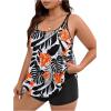 imageMakeMeChic Womens Plus Size 2 Piece Swimsuit Tankini Bathing Suits Floral Swim Tank Top with BoyshortsBlack B