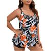 imageMakeMeChic Womens Plus Size 2 Piece Swimsuit Tankini Bathing Suits Floral Swim Tank Top with BoyshortsBlack B